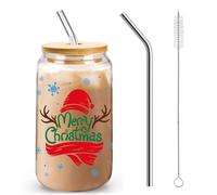 Nymora Vasos Navideños 500ml - 1 Vaso Papá Noel con Tapa - Ideal para Regalo, Bebidas Frías y Calientes