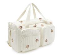Nymora Wickeltasche für Geburt & Unterwegs, Große Baby-Tasche für Mama mit Bärenabdruck, 48x22x26 cm, Vielseitige Wickeltasche für Krankenhaus, Reisen & Kinderwagen