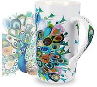 Nymphfable 18oz Tazas Café De CeráMica Personalizadas Pavo Real Taza Con Tapa Taza Te Grandes Patrón de Horneado