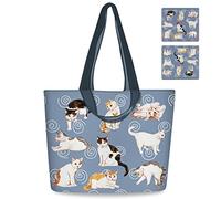 NymphFable 2 Piezas Bolsas De Comestibles Reutilizables Bolso De Compras Lindo Del Gato Del PoliéSter Bolsa De Almacenamiento Plegable Bolsa De Regalos