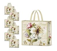NymphFable 6 Pcs Bolsa Compra Reutilizables Ecológicas Flores Grandes Paz Bolsas para Comestibles Plegables Grande