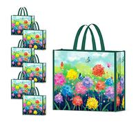 NymphFable 6 Pcs Bolsa Compra Reutilizables Ecológicas Mariposas Flores Bolsas para Comestibles Plegables Grande