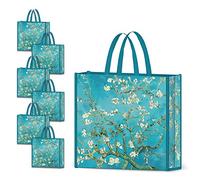 NymphFable 6 Pcs Bolsa Compra Reutilizables Flores de Almendro Bolsas para Comestibles Impermeable Ecológicas Plegables Grande