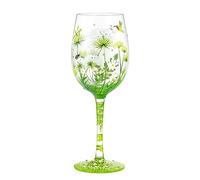 NymphFable Anne's - Copa de vino con flores de encaje, 100% vidrio pintado a mano, diseño de pájaro, libélula artesanal, regalo para mujeres, amigas y familiares, 15OZ