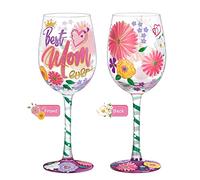 NymphFable Copa de Vino Colores Pintada a Mano Celebremos la Fiesta Decorativas Copas de Vino Personalizada Regalo de Cumpleaños para Mujeres con Caja de Regalo, 15oz