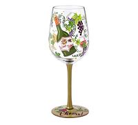 NymphFable Copa de Vino Colores Pintada a Mano Vides Verdes Uvas Moradas Copas de Cóctel Regalo de Vino 15 oz