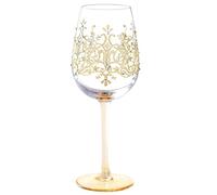 NymphFable Copa de Vino Pintada a Mano Dorado Corona Copa de Vino Tinto 15oz Regalo para Cumpleaños Bodas Fiestas
