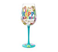 NymphFable Copa de Vino Pintada a Mano Feliz Cumpleaños Uno Copa de Vino Tinto 15oz Regalo para Familia o Amigo
