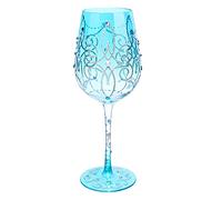 NymphFable Copa de Vino Pintada a Mano Princesa Azul Copa de Vino Tinto 15oz Regalo para Cumpleaños Bodas Fiestas