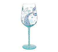 NymphFable Copa de Vino Pintada a Mano Sirena Colores Uno Copa Vino Tinto 15oz Regalo para Familia o Amigo