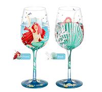 NymphFable Copa de Vino Princesa Sirena Pintada a Mano 15oz Regalos de Cumpleaños Personalizados para Mujeres (1 unidad)