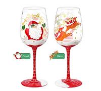 NymphFable Copa de Vino Santa Claus Pintada a Mano 15 oz Papá Noel Copa de Vino Tinto Navidad para Amigos Familia (1 unidad)