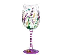 NymphFable Copas Vino Colores Pintada a Mano Púrpura Lavanda y Libélula Personalizada Copa de Vino Tinto 15 oz para Cumpleaños, Bodas, Fiestas de Compromiso