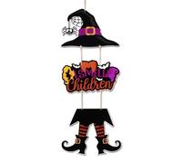 NymphFable Décoration de Porte Halloween Sorcière 3 pièces, Enseigne Effrayante en Bois pour Porte D'entrée Halloween, Décoration D'entrée de Porche Effrayante 21,6 x 7,5 Pouces