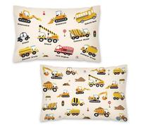 NymphFable Juego de 2 Fundas de Cojín Niños Vehículos de Construcción 45 x 33 cm, Excavadora Casco Terciopelo Fundas Decorativas para Habitación Infantil Cuna