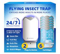 Nymrix Trampa de Insectos voladores 2 en 1 y Recambio | Atrapador de Insectos para Interiores enchufable con tecnología de luz Azul y púrpura para Mosquitos, Moscas de la Fruta, Mosquitos, polillas |
