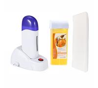 Nynelly Calentador de Cera Roll On para Depilación Profesional - Kit Con Aparato Soltero, Cartuchos y 20 Bandas