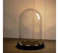 Nynelly Campana de Cristal con Base de Negra con Luz LED, Cupula Cristal Decorativa de 11,5 x 17,5 cm, Fanal Cristal Transparente para Figuritas, Recuerdos, Centro de Mesa, Regalos Ideales