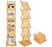 Nynelly Expositor Plegable para Folletos，Revistero Plegable, Catálogo de Bambú, Estante de Literatura, Revistero con 5 Bolsillos para Casa, Oficina, Feria de Muestras，Expositores de Pie