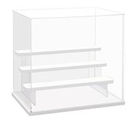 Nynelly Vitrina acrílica transparente de 4 niveles para modelos, mini figuras, Pop Mart, Labubu, Sonny Angel, Smiski, caja expositora a prueba de polvo con puerta, soporte de exhibición (escalón base