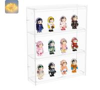 Nynelly Vitrina de acrílico transparente de 3 estantes con puerta, estante de exhibición de pared para modelos, figuras, Funko Pop, Pop Mart, Labubu, Sonny Angel, Smiski, caja de exhibición a prueba