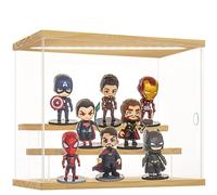 Nynelly Vitrina de Colección con Luz, Vitrina Funko Pop Vitrina Acrílica de 3 Niveles con Puerta, Caja de Exhibición Transparente,Vitrinas de Exposición para Coleccionables Figuras Juguetes