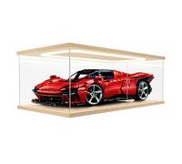 Nynelly Vitrina Expositora con Luz, Transparente Vitrina Acrílica para Lego 42172 42143 42096 42083 Modellini Auto, Antipolvo Expositor Metacrilato Caja para Coleccionables, 60x20x20cm, Color Madera