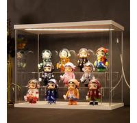 Nynelly Vitrinas Acrílica para Colecciones con Luz, Caja de Exhibición Transparente, Ensamblable Vitrina Expositor para Funko Pop, Figuritas, Blanco