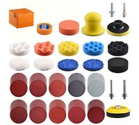 NYNM Juego de 120 discos de pulido de 75 mm para taladro, accesorios de lijado con vástago de 8 mm y 6,35 mm para pulidora de coche, sellado de cera, brillo, discos abrasivos incluyen 80-3000#