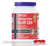 NYO3 Aceite de Krill 1000 mg Omega 3 EPA & DHA, aceite de krill antártico puro con astaxantina, apoya el cerebro, la piel y el sistema inmunológico, testado en laboratorio, 60 cápsulas blandas