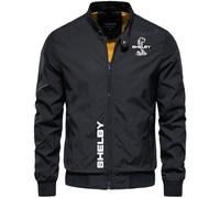 Nyrien Chaquetas Hombre Regular Fit co.bra snake muscle car, Chaqueta Aviador con Bolsillos con Cremallera, Ropa Cortaviento, hombre(Black,L)