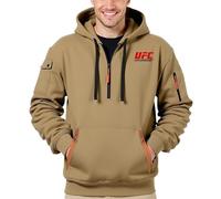 Nyrien Sudadera cremallera hombre Ultimate Fight, No se deforma al lavar, Ideal para el día a día, trabajo y ocio, Street(Khaki,S)