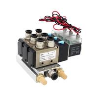 NYRXRYTCA 4V210-08 DC24V 12V AC220V AC110V 2 Posiciones válvula solenoide cuádruple de 5 vías Juego de silenciadores de Ajuste de Base de Aluminio 3 4 5 6 Estaciones 1 Uds(AC110V 4mm Fittings)