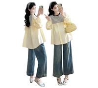 NYSBH - Camisa de maternidad a la moda para mamá a principios de primavera, otoño y primavera, a la moda, informal, para mujeres embarazadas, X2050-8016, L Grande Extra Alto