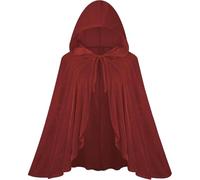 NYSBH Capa de Caperucita Roja para mujeres y niñas, capa de terciopelo rojo con ribete de encaje, para adultos, Halloween, Navidad, Papá Noel, cosplay