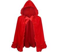 NYSBH Capa de Caperucita Roja para mujeres y niñas, capa de terciopelo rojo con ribete de encaje, para adultos, Halloween, Navidad, Papá Noel, cosplay