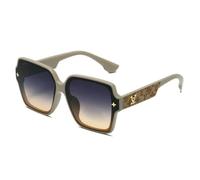 NYSBH - Gafas de sol con montura cuadrada para mujer, protección UV, montura grande, a juego, Khaki