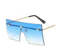NYSBH - Gafas de sol de gran tamaño sin montura de metal degradado para mujer, C2 azul