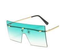 NYSBH - Gafas de sol de gran tamaño sin montura de metal degradado para mujer, C3 Verde
