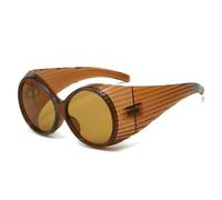 NYSBH - Gafas de sol redondas steampunk para mujeres y hombres, lentes de sol punk de gran tamaño para mujer, gafas vintage, C5 marrón