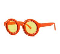 NYSBH - Gafas de sol redondas vintage para mujeres y hombres, lentes de sol punk, tonos clásicos steampunk, Amarillo naranja.