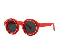 NYSBH - Gafas de sol redondas vintage para mujeres y hombres, lentes de sol punk, tonos clásicos steampunk, rojo y negro
