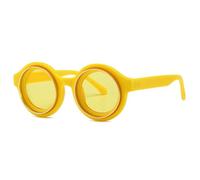 NYSBH - Gafas de sol redondas vintage para mujeres y hombres, lentes de sol punk, tonos clásicos steampunk, Amarillo y amarillo