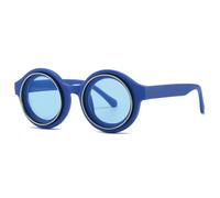 NYSBH - Gafas de sol redondas vintage para mujeres y hombres, lentes de sol punk, tonos clásicos steampunk, Azul