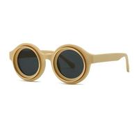 NYSBH - Gafas de sol redondas vintage para mujeres y hombres, lentes de sol punk, tonos clásicos steampunk, Caqui y negro