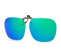 NYSBH - Lentes de sol polarizados con clip de metal, convenientes lentes de sol abatibles sin montura para lentes graduados, pantalla poligonal, Azul y verde espejado