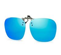 NYSBH - Lentes de sol polarizados con clip de metal, convenientes lentes de sol abatibles sin montura para lentes graduados, pantalla poligonal, Azul espejado