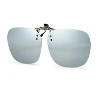 NYSBH - Lentes de sol polarizados con clip de metal, convenientes lentes de sol abatibles sin montura para lentes graduados, pantalla poligonal, Plata espejada