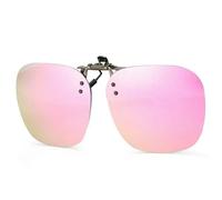 NYSBH - Lentes de sol polarizados con clip de metal, convenientes lentes de sol abatibles sin montura para lentes graduados, pantalla poligonal, Rosa espejado