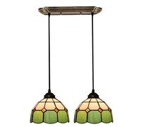 NYSCR Lámpara Colgante de Estilo Tiffany, lámpara Colgante de Comedor de Vidrio Verde de 8 Pulgadas, luz de Techo E27 Vintage para la decoración de la Cocina de la Granja